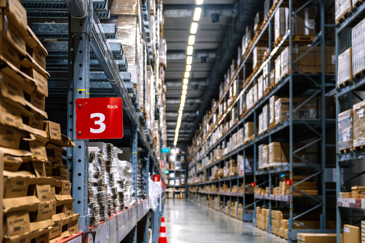 Number 3 Rack in Warehouse Aisle in Store